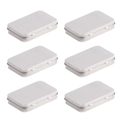 

ideamall Tin Cans, Small Item Storage, Can Containers with Lids, Small Item Case, Tin Case, Set of 6 (Silver)