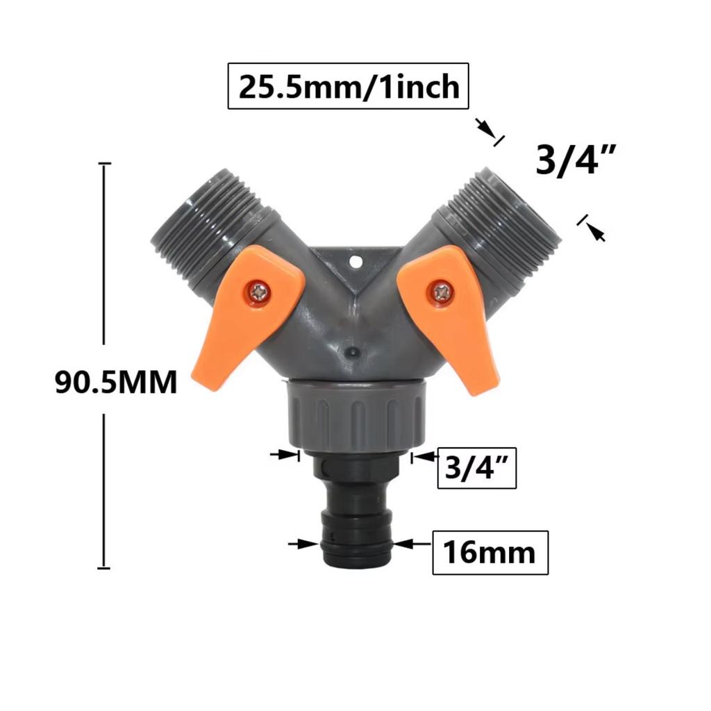 2/4cestný zahradní kohoutek, vsuvka hadice, rozdělovač vody, samice, 1/2 3/4 závit, Y zavlažovací ventil, rychlospojka pro zahradní hadici