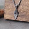 Männer Speer Halskette, Edelstahl, pfeilförmiger Anhänger, Valkenut Amulett, Wikinger Schmuck, Nordische Runen
