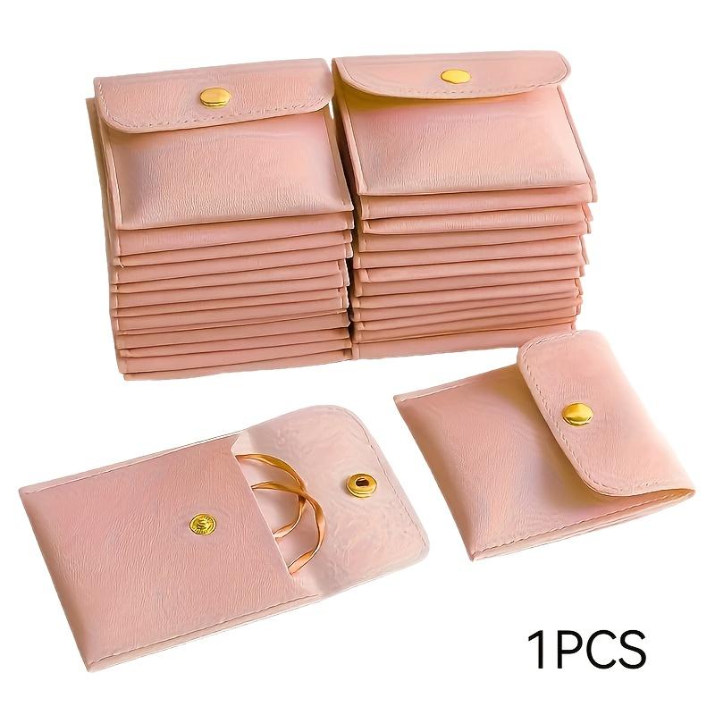

1pc Faux Leather Jewelry Organizer Bag with Snap Closure, 3.15x3.15 Inch Square Storage Pouch for Rings, Necklaces & Accessories, Soft Textured Design розовый