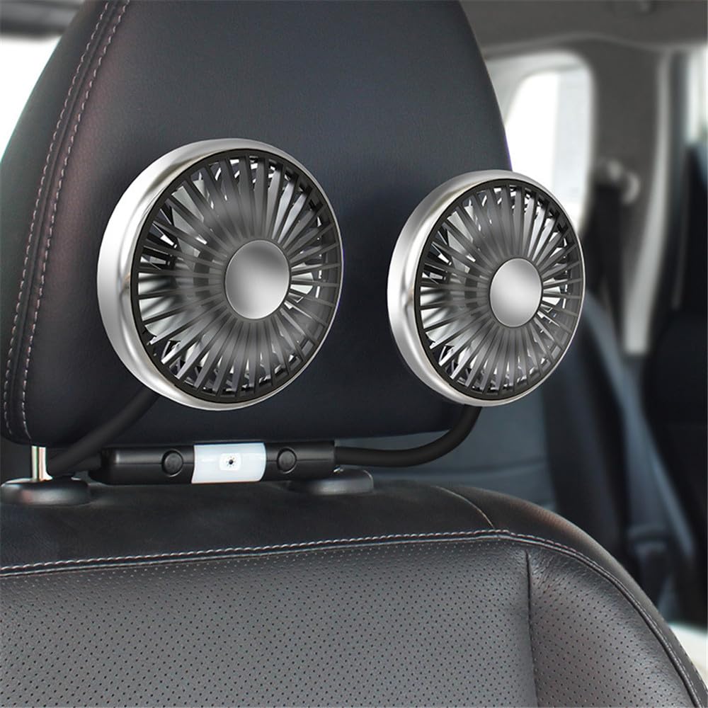 

AUSTYLCO Car Fan, Double Headed Car Fan, Light Included, Rear Fan, Rear Fan, USB чорний
