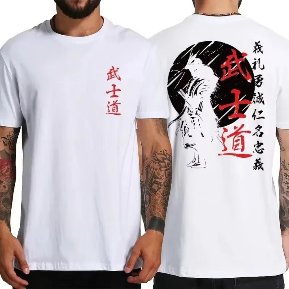 Japan Spirit Men T-Shirt Japanese Bushido Printng Short Sleeve T-shirt Fashion Oversized Cotton Crew Neck Women T Shirt