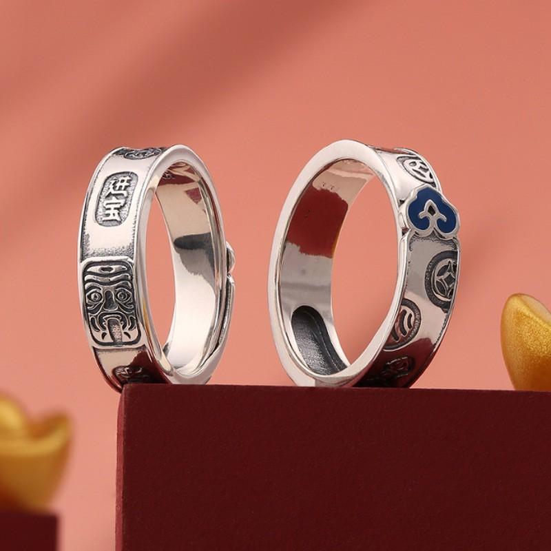 Adjustable Vintage Tibetan Palace Inspired Enamel Ring Men Women Boho Retro Statement Jewelry