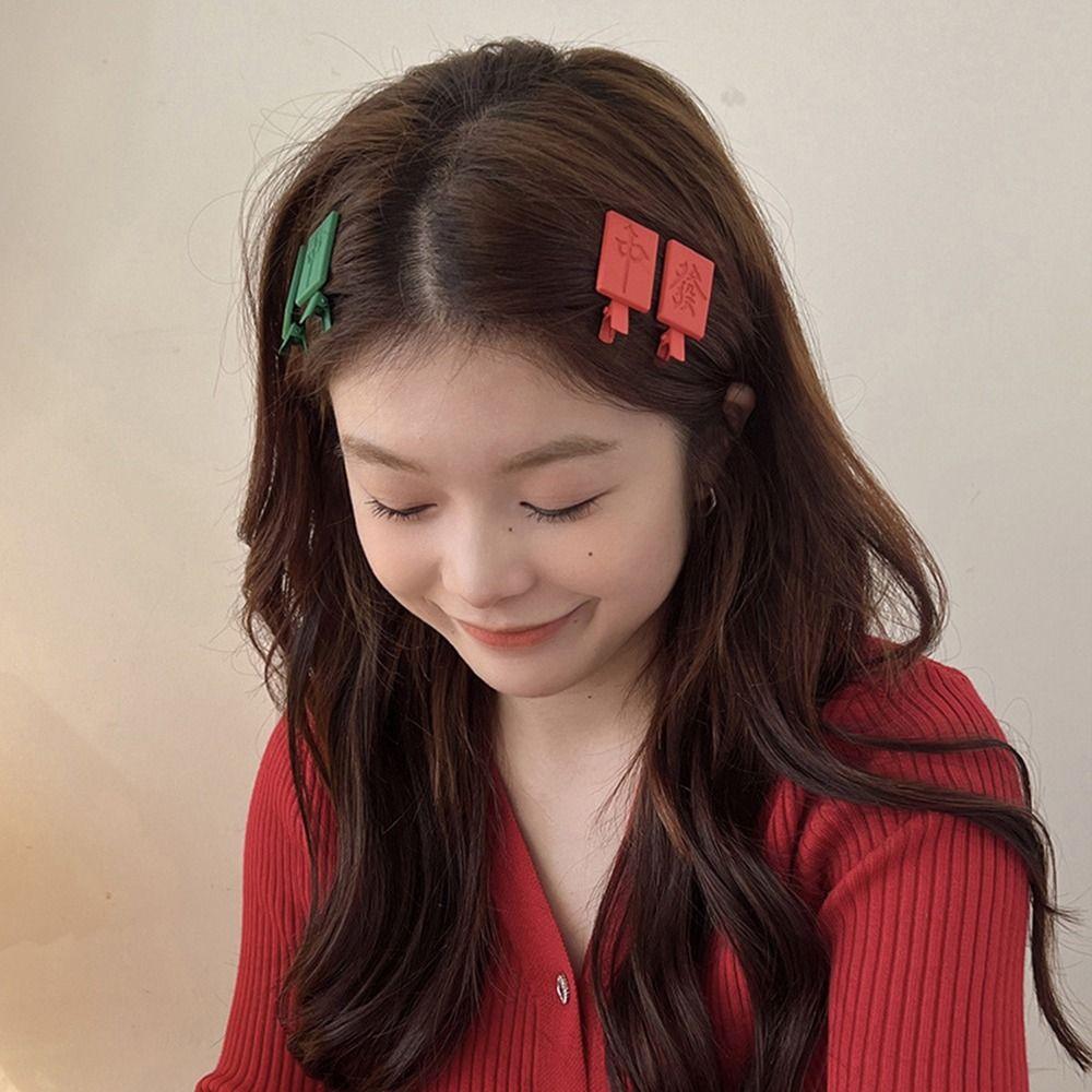 

For Girl Duckbill Clip Mahjong Hairpin Hair Accessories Chinese Style Headwear Female Hair Clip