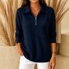 Women's Half-Zip Sweater with Turn-Down Collar Loose Fit for Fall Winter Casual Wear