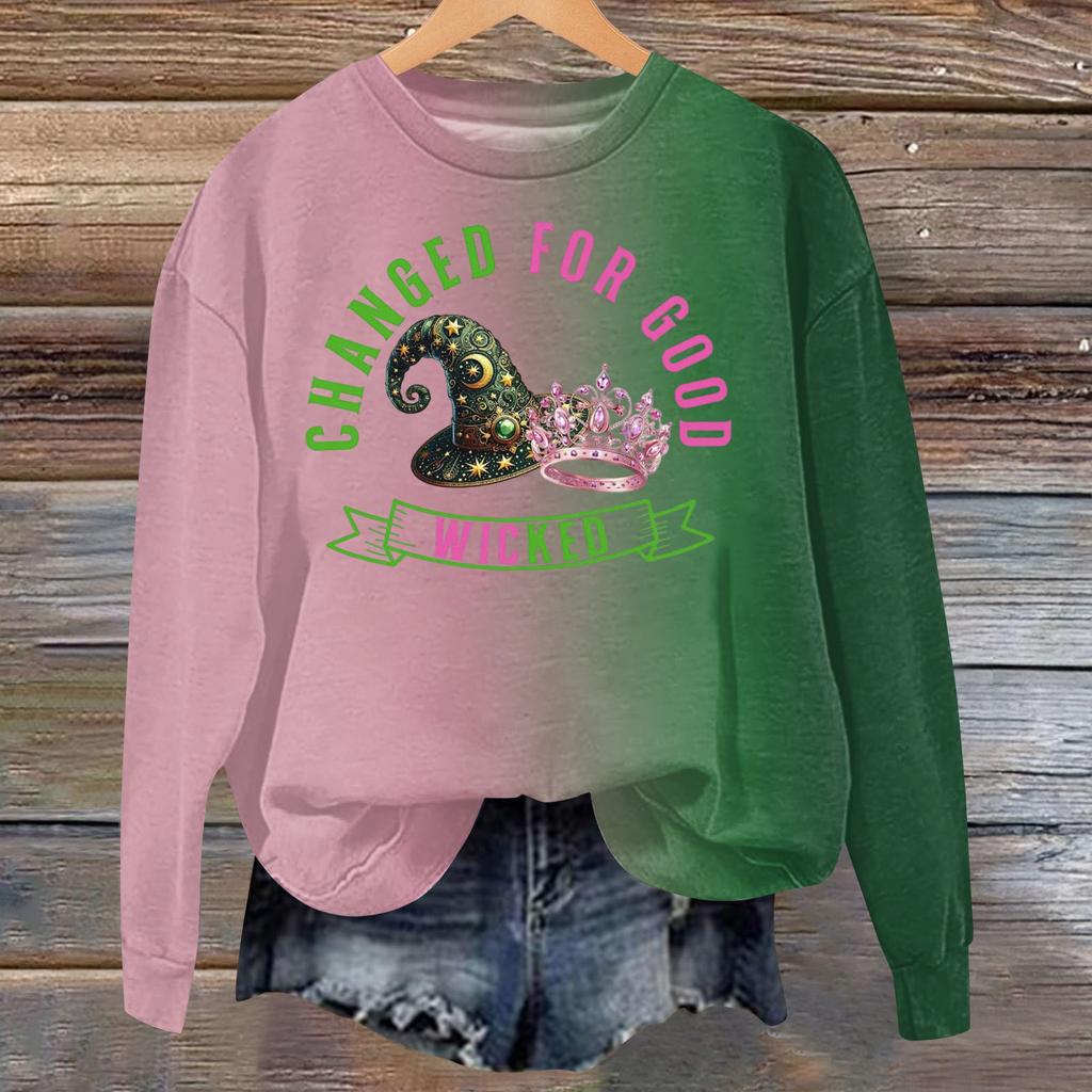 Hanorac larg casual de damă cu mânecă lungă și imprimeu