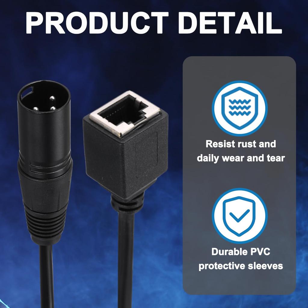 uxcell 3-Pin DMX512 XLR to RJ45 Female Adapter Cable 4-Pack 1.6ft Microphone Extension Cable Stage Studio Lighting