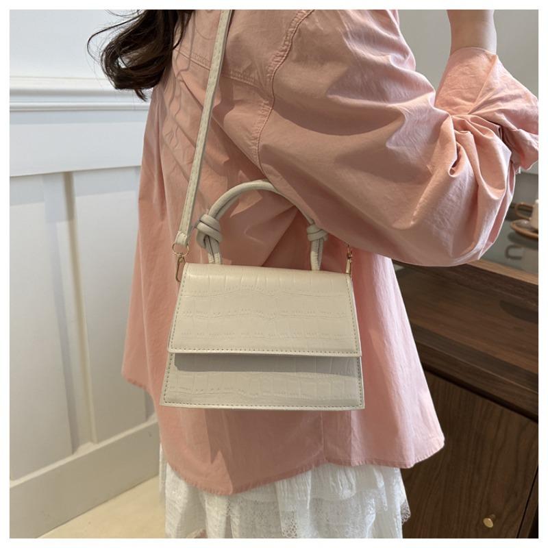 Solid Color Shoulder Bag Texture  New Casual Sweet Trendy Simple Cross-body Hand-held Small Square Shoulder Bag