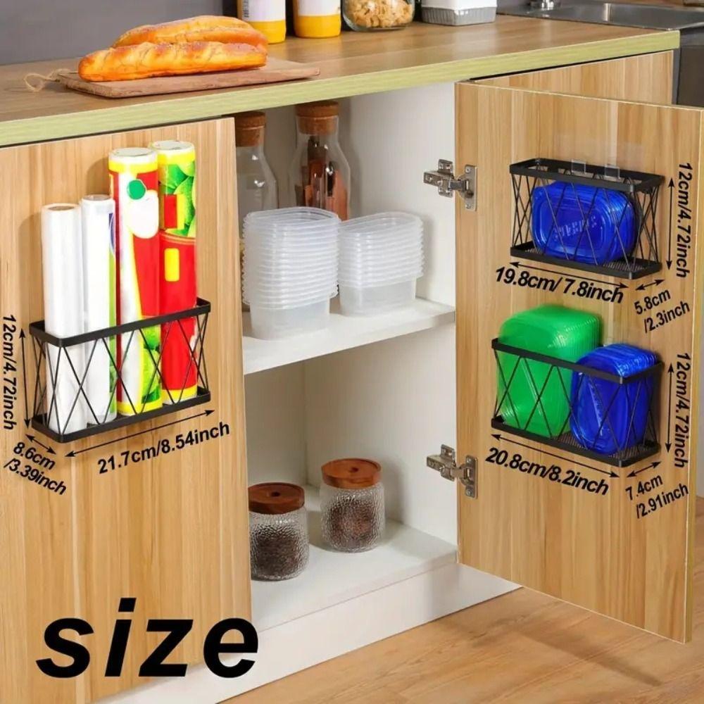 3Pcs Rust-proof Kitchen Inside Cabinet Door Organizer Wall Mounted Sundry Shelf  Seasoning