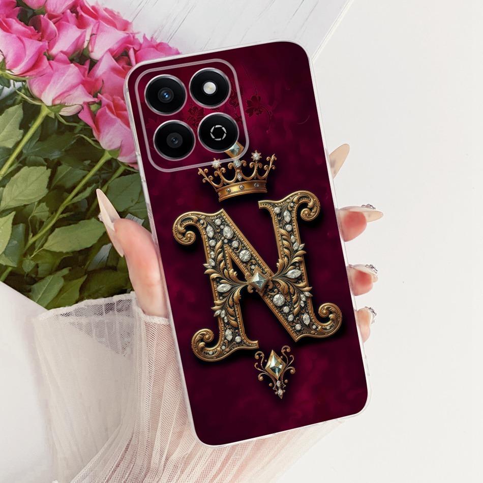 For Honor X7C Royal Crown Initial Letter Couple Phone Case For Honor X7c ALT-LX2 Soft Silicone TPU Cases Bumpers