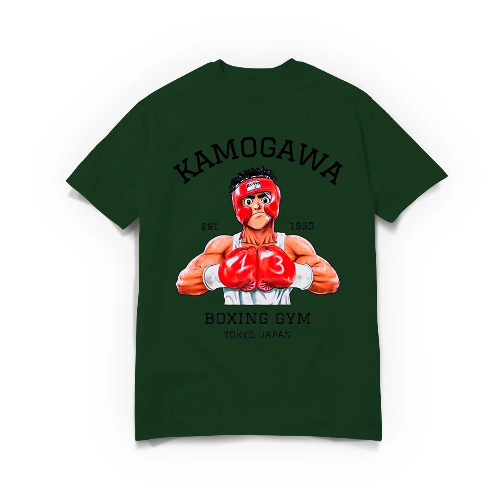 Men T-Shirt Anime Hajime No Ippo Kamogawa Boxing Gym Cotton Oversized Summer Loose Tops Tees Fashion Round Neck Short Sleeve