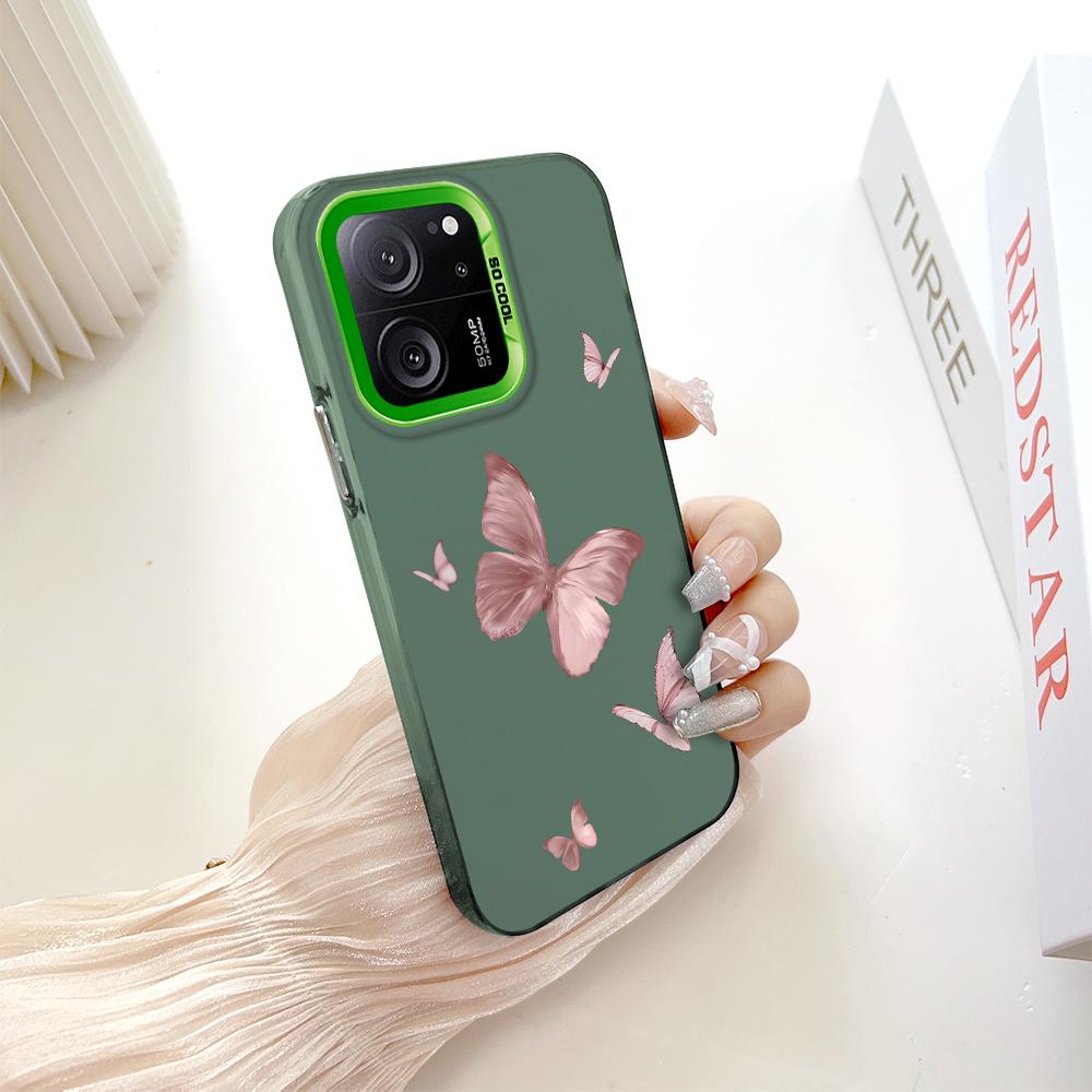 

Окрашенный узор, цветной серебристый, двухсторонний, жесткий, противоударный чехол для телефона Xiaomi Redmi Poco Redmi K40 зелёный