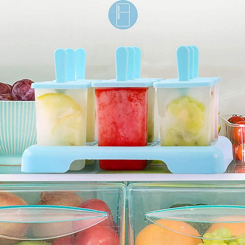 Glass Popsicle Form DIY Glass Machine Hemmagjord islåda med plastpinne Glasspinne Form Iskubbricka Köksprylar