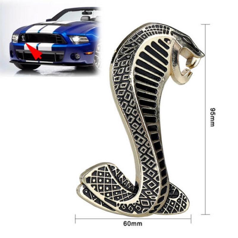 For Ford Mustang Cobra Snake Shelby Metal Front Grill Logo Emblem Badge Chrome