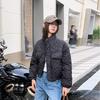 Small age-reducing design sense drawstring buckle waist short cotton clothes loose stand-up collar long-sleeved jacket women