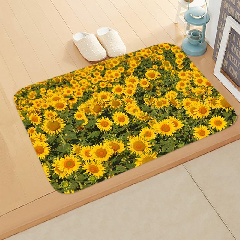 Sunflower Printed Doormat Soft Comfortable Welcome Carpet Home Living Room Bedroom Door Non-slip Doormat Toilet Floor Home Mat