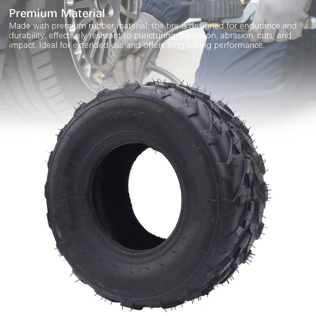 16x8 7 ATV Tire 7 Inch Rubber Anti Slip Enhanced Grip Puncture Resistant Replacement Tire for Quad Off Road Go Kart