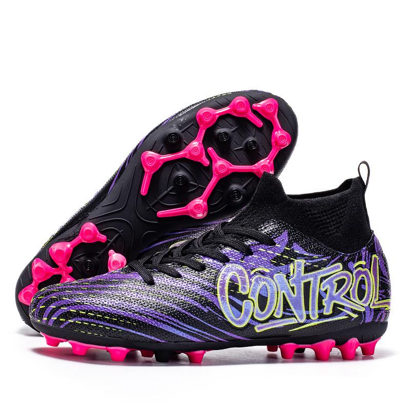 Football Shoes Men s MG Short Nails Youth Training Competition Breathable Training Sports Shoes 34 чёрный