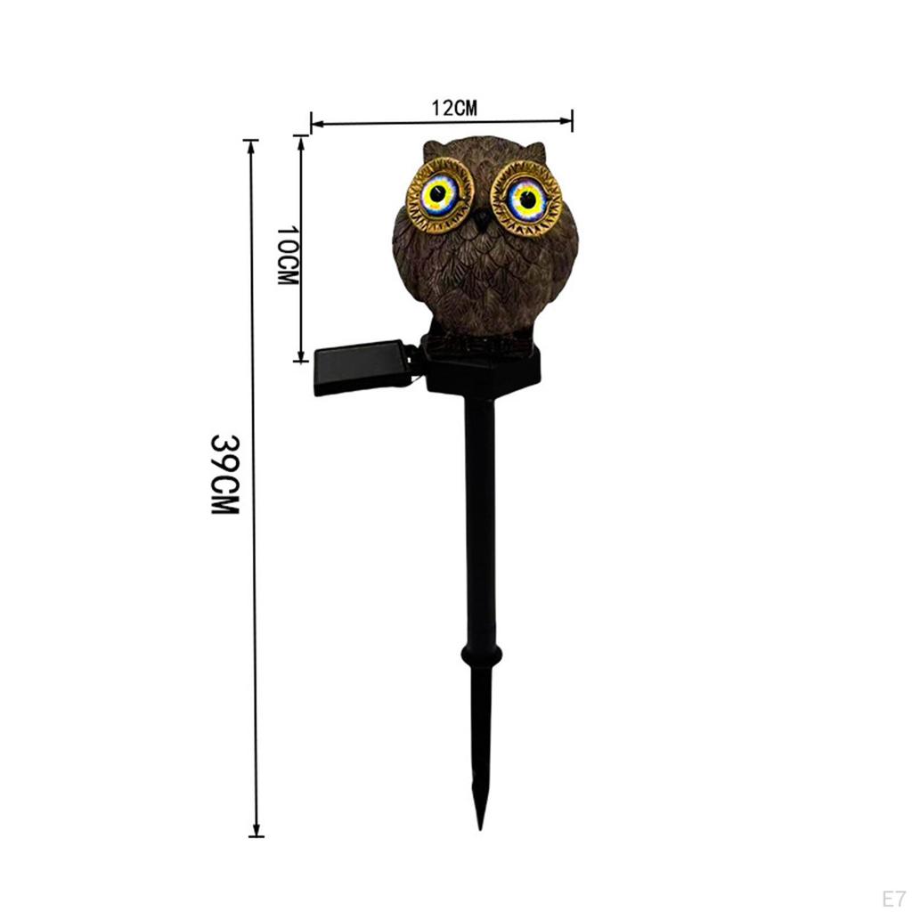 Outdoor Solar Pathway Light Garden Stake Animal Statue Ornament Landscaping Lamp Owl Figurine Warm