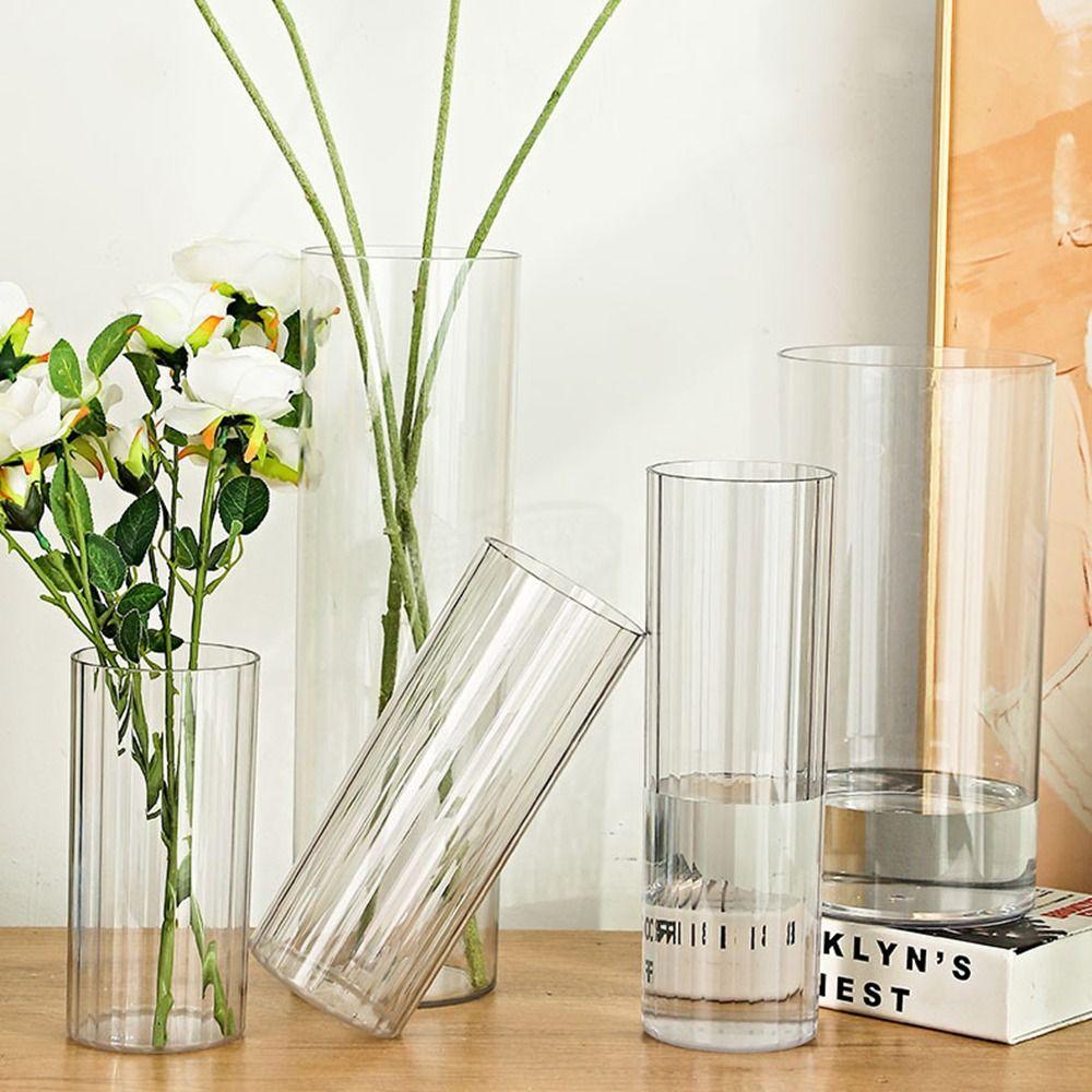 

Shatterproof Transparent Flower Vase Modern Decorative Bottles Awakening Flower Bucket Home 10*19.5cm