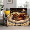 Squirrel Dreams Under Moonlight Blanket Flannel Blanket for Bed, Sofa, Camping, Hiking, Picnic Essentials, Gift for Family Fan Gifts