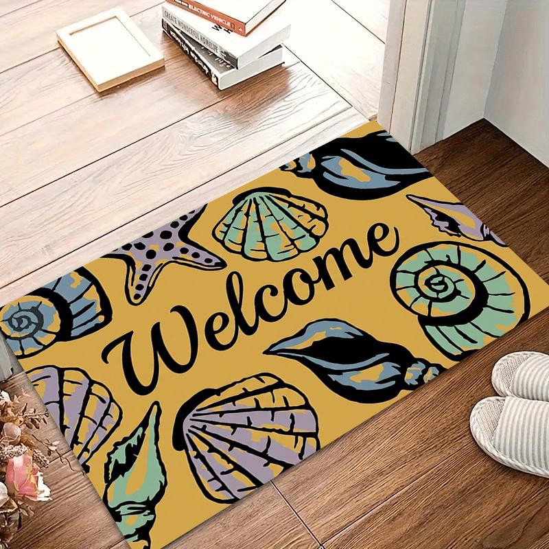Multi Scene Welcome Doormat Seashell Starfish Design Non Slip Washable Easy To Clean for Entryway Patio Bathroom Cozy Decor