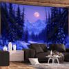 Large Digital Print Tapestry Wall Hanging Mural Snow Mountain Forest Moon Decor Boho Bedroom Living Room Aesthetic Nature Art