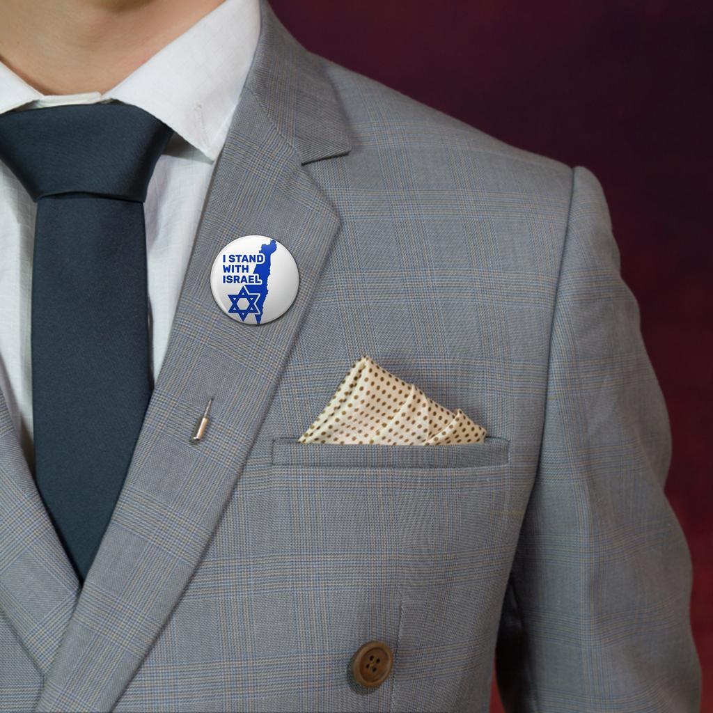 I Stand With Israel Flag Round Badge Button Pin Brooch Decoration
