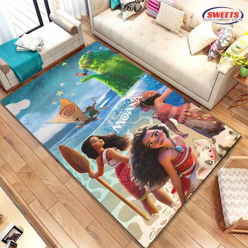 Disney Moana Cartoon Carpet New Release! Bedroom Living Room Bed Mat, Non-slip Exquisite Home Decor, Durable Washable Rug