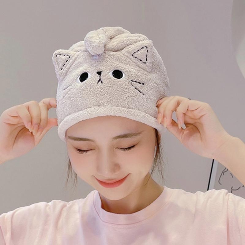 652F Hair Drying Turban Strong Absorbent Coral Fleece Towel for Women Comfortable Anti Frizz Wrap for Kids Women