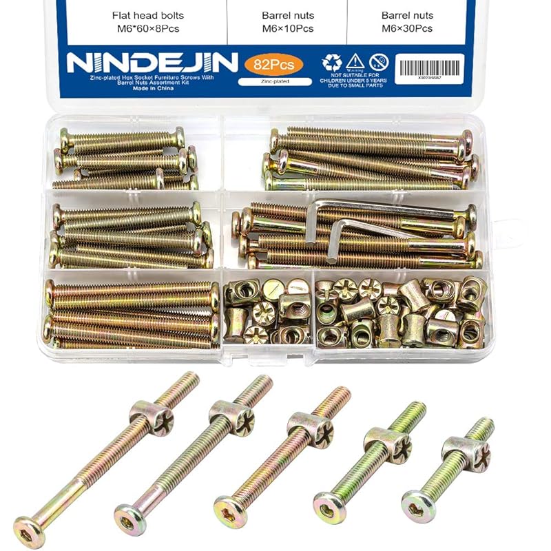 NINDEJIN Metric Button Head Socket Cap Screw Bolts & Flat Washers & Nuts Assortment Kit M2 M3 M4 M5 Stainless Steel Machine Screws Set and Wrench,