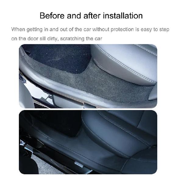 For Tesla Model 3 Highland Front Rear Door Sill Strip Guards Protective Mats Rear Underseat Cushion TPE Anti-dirty Pads