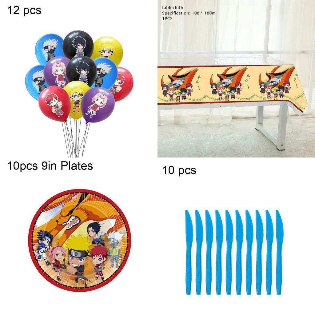 Naruto Ninja Birthday Party Decor Supplies Featuring Colorful Balloons And Plates