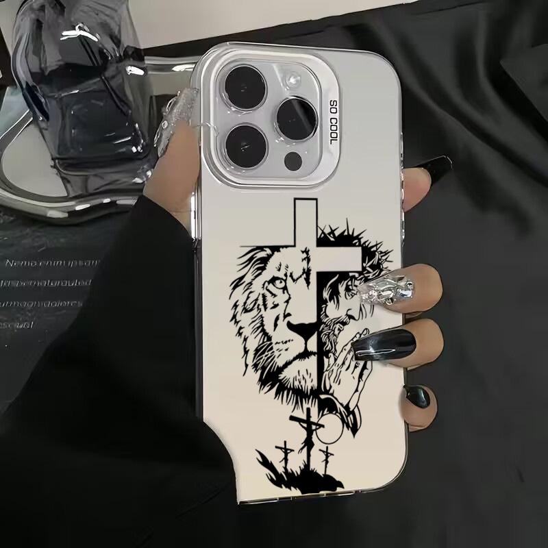 Case for Xiaomi Note 14 12 13 11 10 Pro Plus 5G 10S 11S 12S Cross Pattern Bicolor Lion Phone Cover For Redmi 12 12C 13C 14C 4G