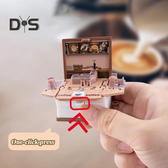 Mini 3D Folding Book Keychain Popping Miniature World Hanging Decoration Tiny Coffee Shop Great Wall Castle Foldable Book Keyring Pendant