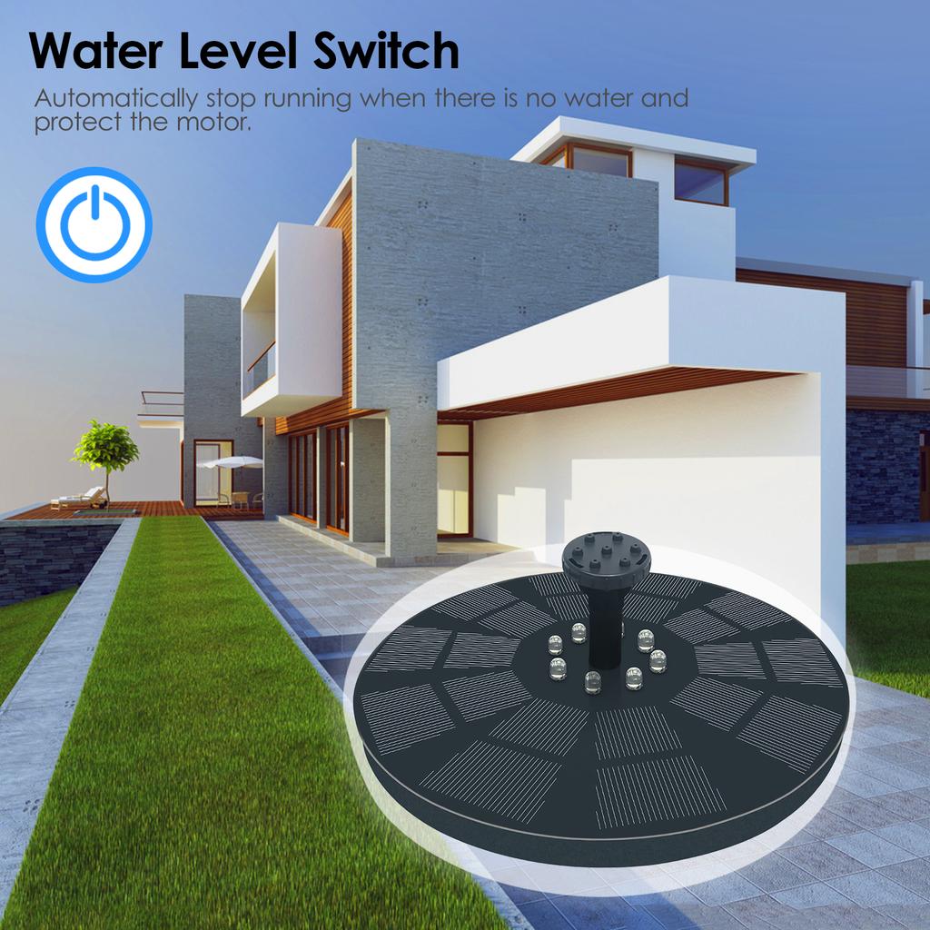 Fuente Solar con Luces Bomba de Fuente Solar de 3W 7 Patrones de Aspersión Altura 27.55 Pulgadas con Batería de Respaldo de 1600mAh para Bañera de Pájaros Lag