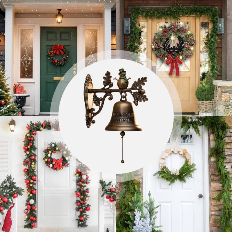 Metal Christmas Entry Doorbell Seasonal Welcome Sign Impermeable Plan Quick Arrange Gift Concept for Home Shop Decors