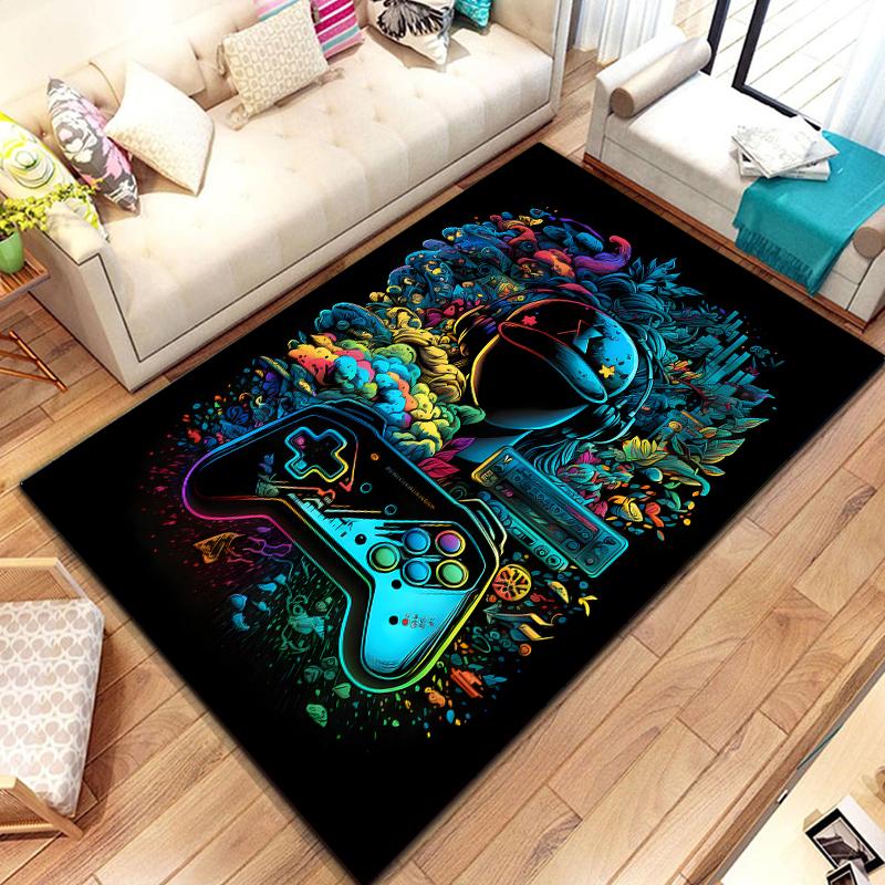 3D 80s Gamer Controller Area Rug Large,Carpet Rug for Living Room Bedroom Kitchen Decoration,Kid Play Game Non-slip Floor Mat