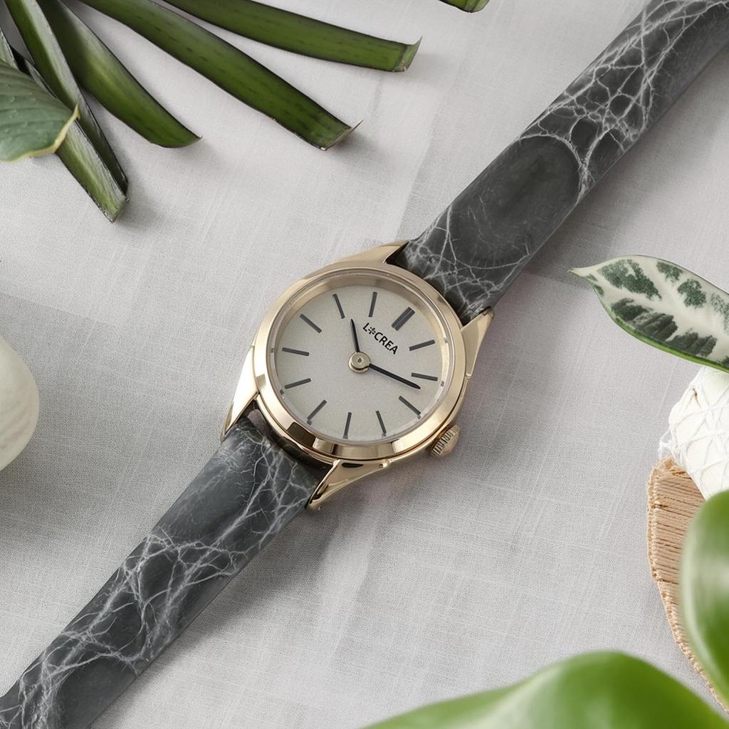 Solar Watch for Made In Japan Crocodile [LCREA] LC2001-GPCSA Women, (Genuine Leather/Sand Beige)