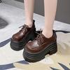 Fashion 10CM Women Patent Leather Platform Sneakers Wedge Heels Ladies New Autumn Chunky Sneakers Woman Lace-Up Thick Sole Walking Pumps