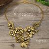 Bold Retro Floral Leaf Necklace Rhinestone Inlaid Luxury Exquisite Collar Chain Women's New Style Party Jewelry Gift