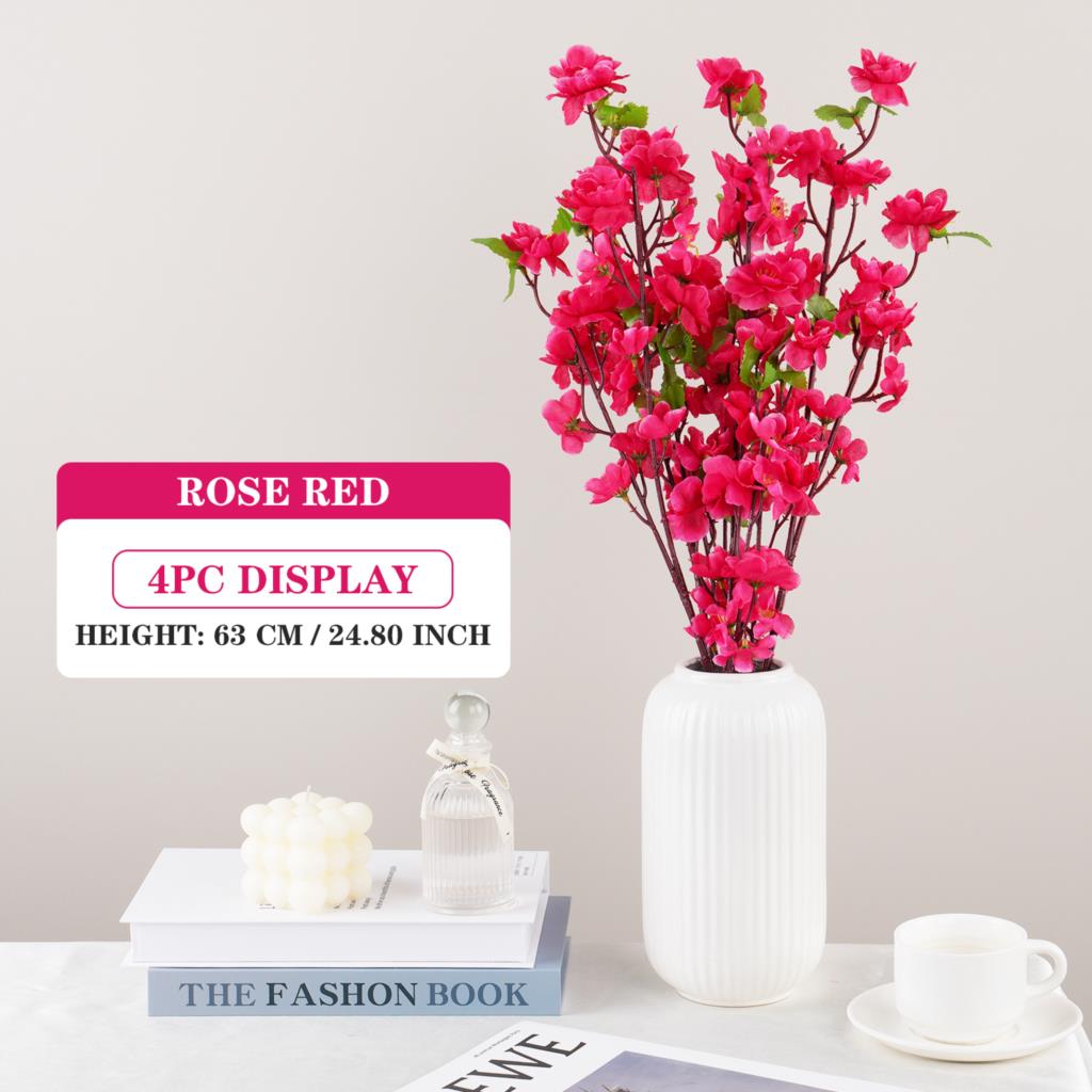 Artificial Flower Silk Peach Blossom Branch Plum Cherry Blossom Party Arrangement Accessories for Office Table Hotel Decoration