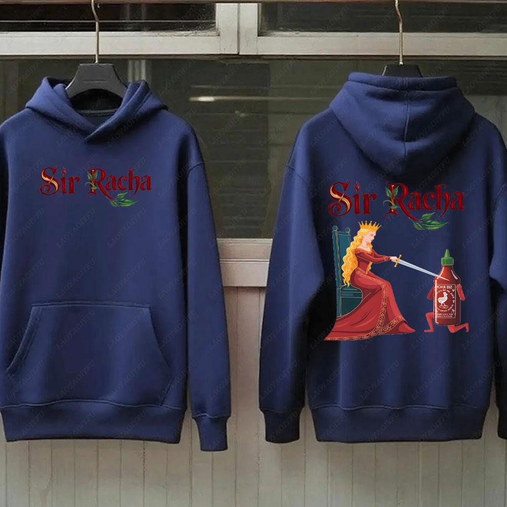 Sir Racha Man Woman 2 SidedHoodies Sri Racha Medieval Art Pullover Sriracha Fan Merch Retro Medieval Graphic Sweatshirt Hoodie