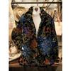 Womens Stand-Up Collar Fleece Sweatshirt With 3D Digital Floral Print Casual Long Sleeve Top Fall 2025