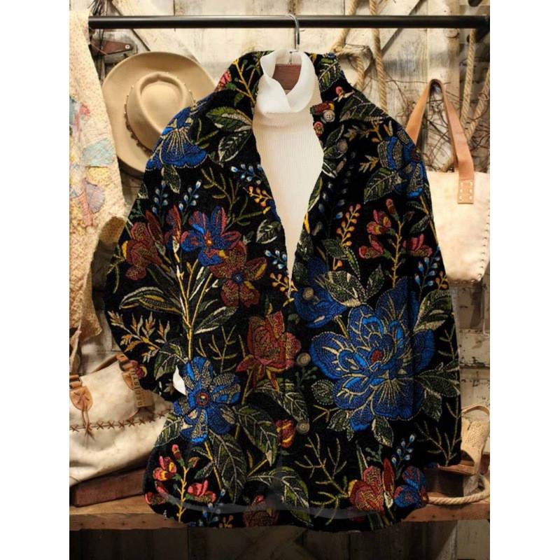Womens Stand-Up Collar Fleece Sweatshirt With 3D Digital Floral Print Casual Long Sleeve Top Fall 2025