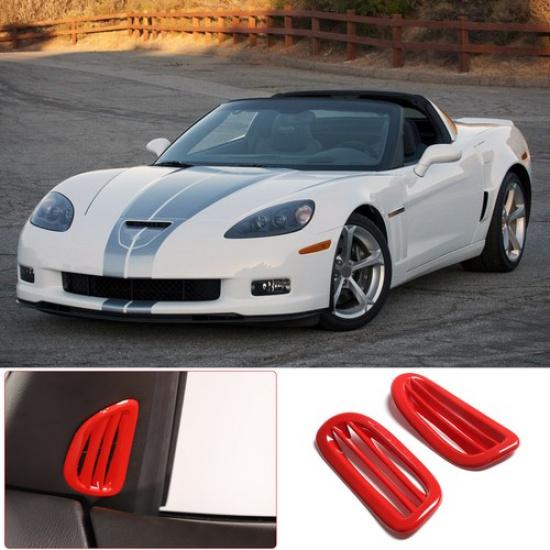 ABS Red A-Pillar Air Vent AC Outlet Cover Trim For Corvette C6 2005-13