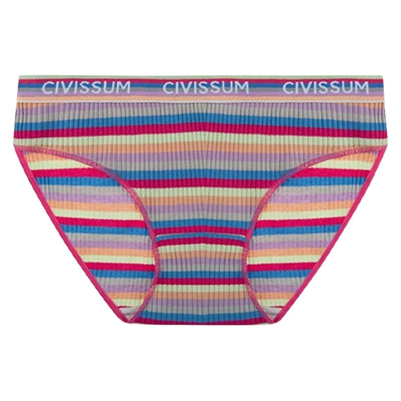 

Женские трусики с низкой посадкой, цветные в полоску, удобные брифы L
