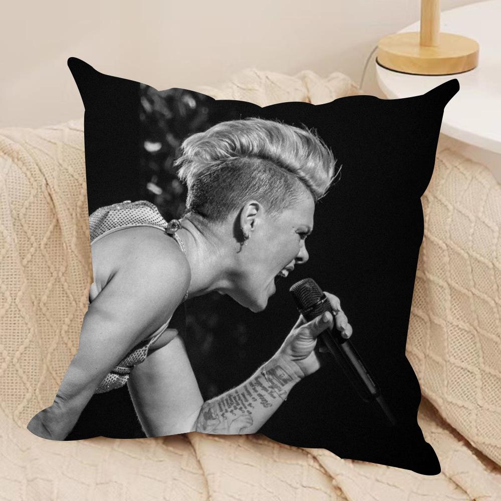 Pink Trustfall Pnk Singer Cushion Cover Silky Short Plush DoubleSided Printed Pillow Case for Sofa All Seasons Home Decor Gift