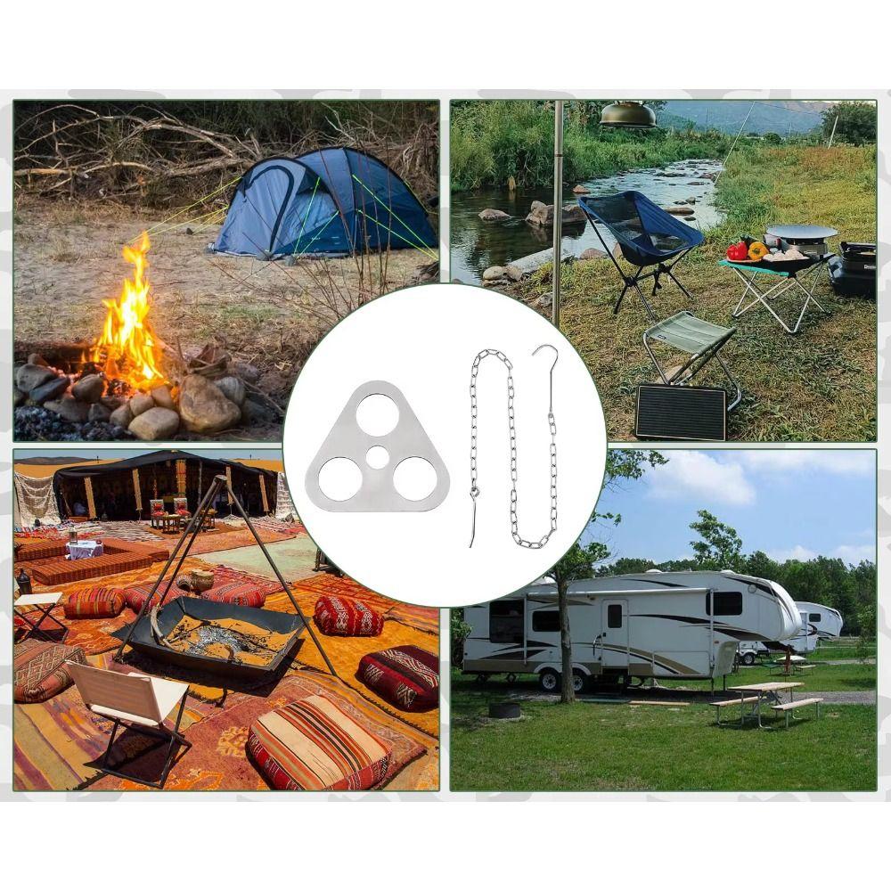Adjustable Chain Campfire Tripod Pot Rack Stainless Steel Pot Rack Hanger  Bonfire Party
