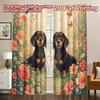 2D FLAT PRINTING 2pcs Curtains (Without Rod) Dogs In Floral Garden Popular Curtain Cloth Prints Light Filtering Curtains Room